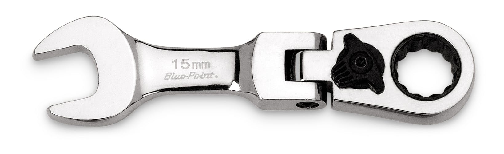 15 mm 12-Point Metric Midget 15° Offset Box Flex-Head Ratcheting Combination Wrench (Blue-Point®) | BOERMSF15 15 mm 12-Point Metric Midget 15° Offset Box Flex-Head Ratcheting Combination Wrench (Blue-Point®) | BOERMSF15